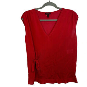 Escada Red Sleeves Tie Front Sweater Top